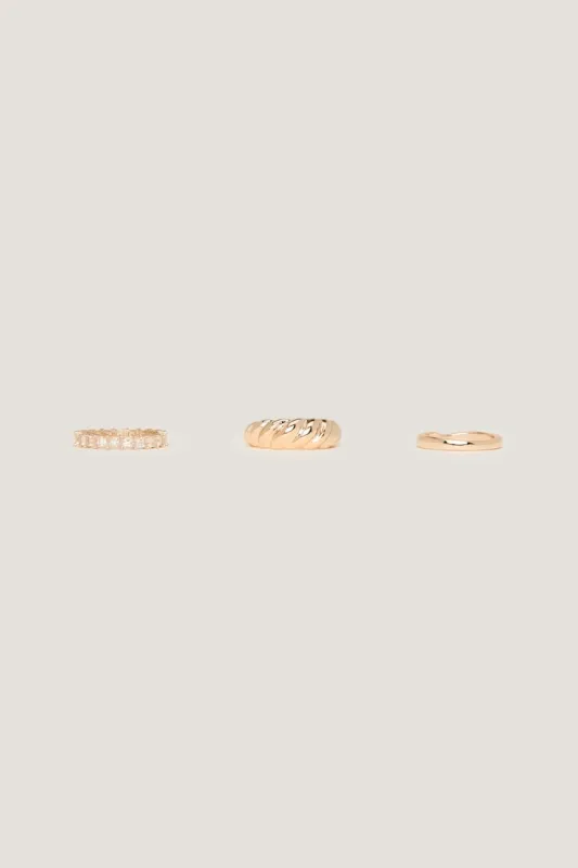 3-Pack Eternity & Twisted Rings - Dynamite - Yellow - Women Clothing made by Dynamite