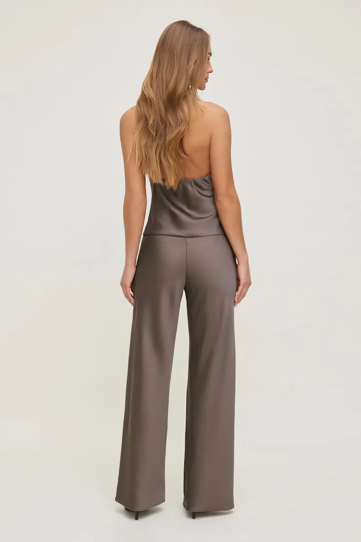 Izzy Wide Leg Satin Pants - Dynamite - Brown - Women Clothing sold by Dynamite product image thumbnail 2