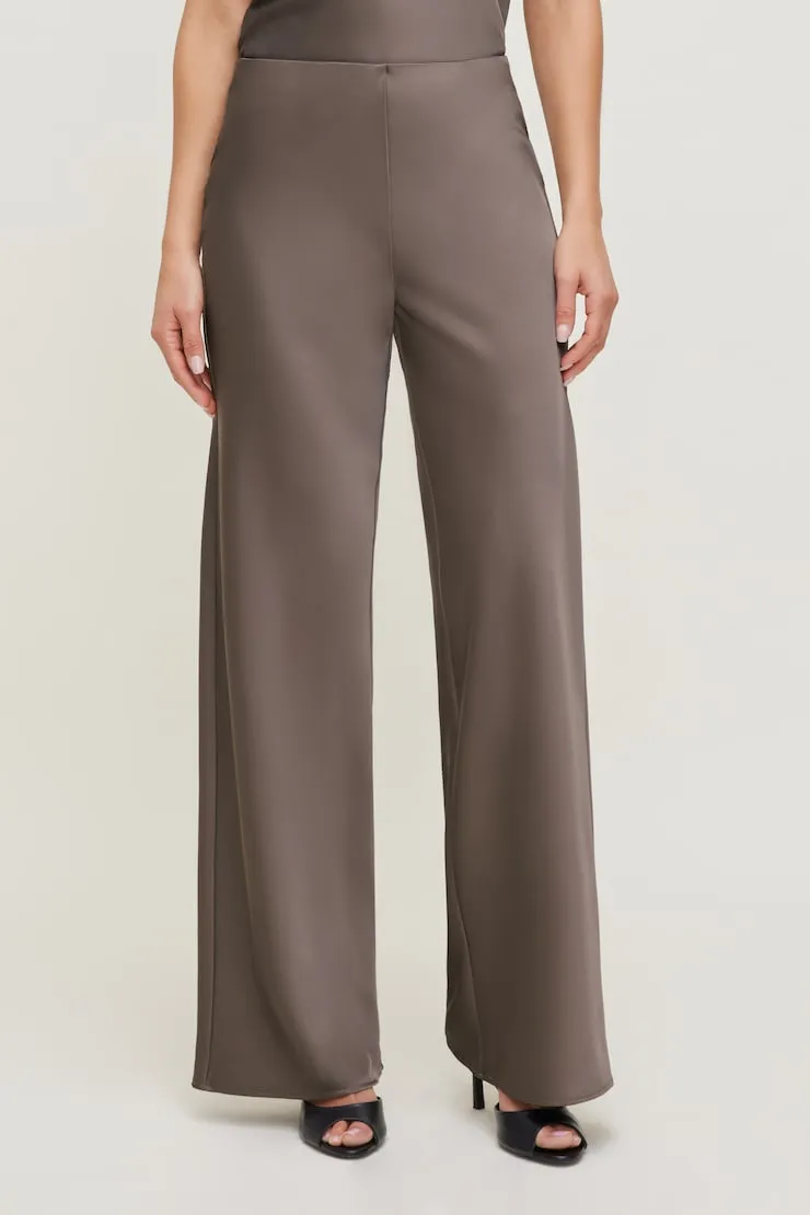 Izzy Wide Leg Satin Pants - Dynamite - Brown - Women Clothing sold by Dynamite product image thumbnail 4