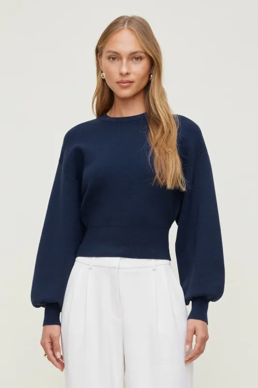 Balloon Sleeve Sweater - Dynamite - Blue - Women Clothing made by Dynamite