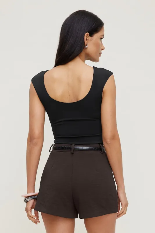 Sculpt Cap Sleeve T Shirt - Dynamite - Black - Women Clothing made by Dynamite