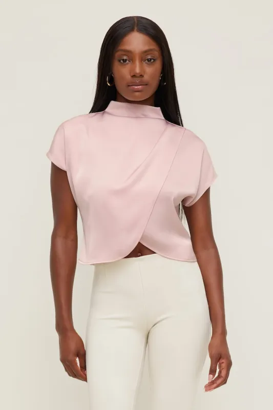 Ella Layered Satin Blouse - Dynamite - Pink - Women Clothing made by Dynamite