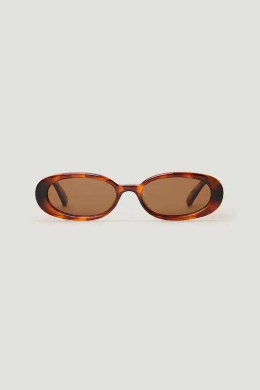 LE SPECS | Outta Love Oval Sunglasses - Dynamite - Brown - Women Clothing made by Dynamite