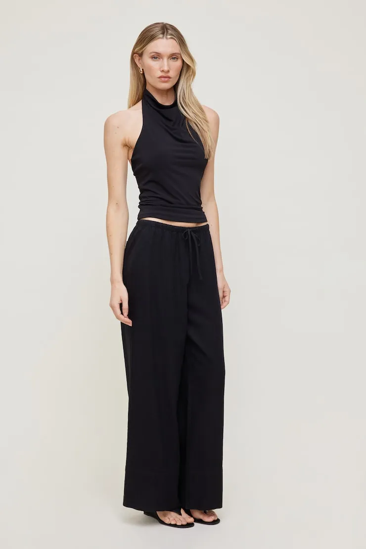 Leo Linen Wide Leg Pants - Dynamite - Black - Women Clothing sold by Dynamite product image thumbnail 3