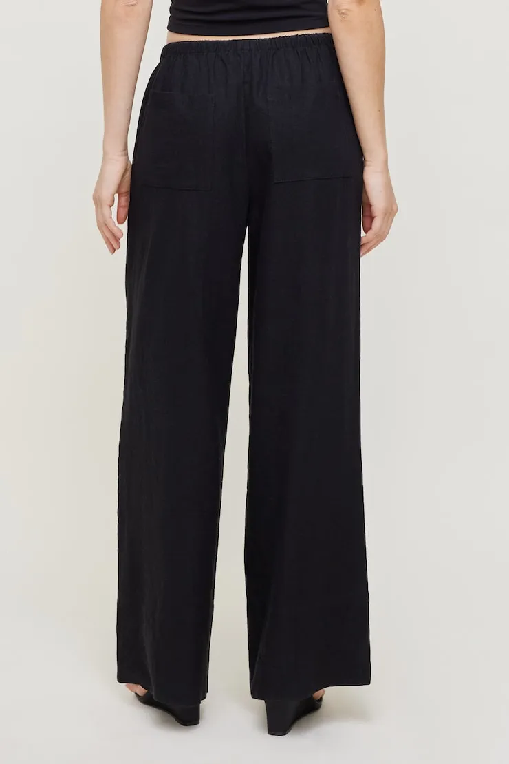 Leo Linen Wide Leg Pants - Dynamite - Black - Women Clothing sold by Dynamite product image thumbnail 5