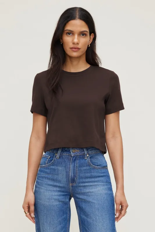 Everyday Cotton T Shirt - Dynamite - Brown - Women Clothing made by Dynamite