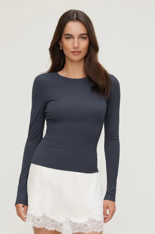 Rumi Long Sleeve T Shirt - Dynamite - Blue - Women Clothing made by Dynamite