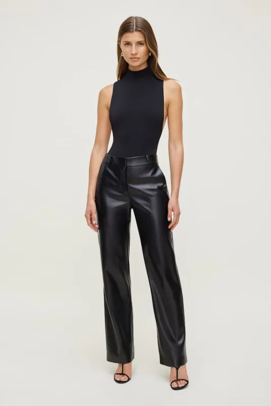Camelia Straight Leg Faux Leather Pants - Dynamite - Black - Women Clothing made by Dynamite