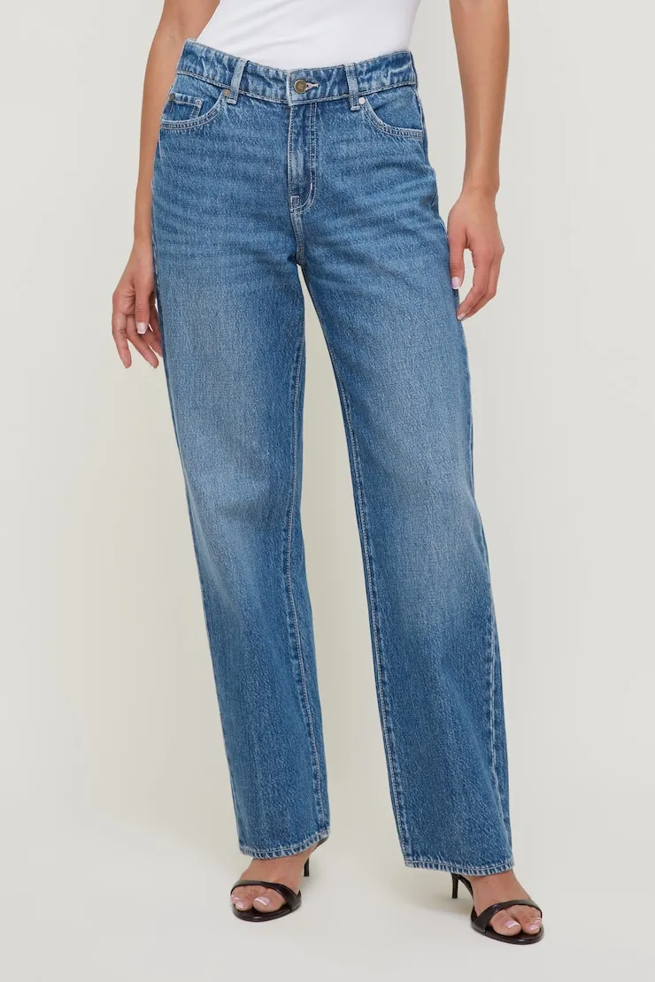 Mika Mid Rise Relaxed Straight Leg Jeans - Dynamite - Blue - Women Clothing sold by Dynamite product image thumbnail 4