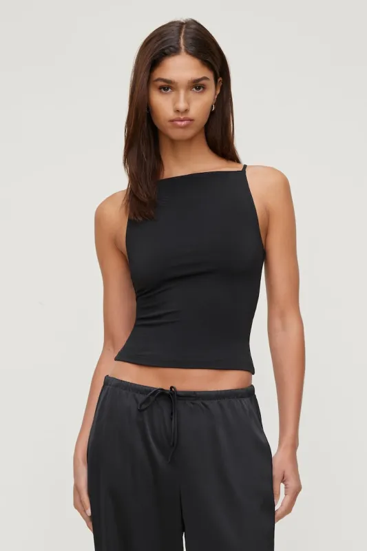 Sculpt Strappy Boat Neck Tank Top - Dynamite - Black - Women Clothing made by Dynamite