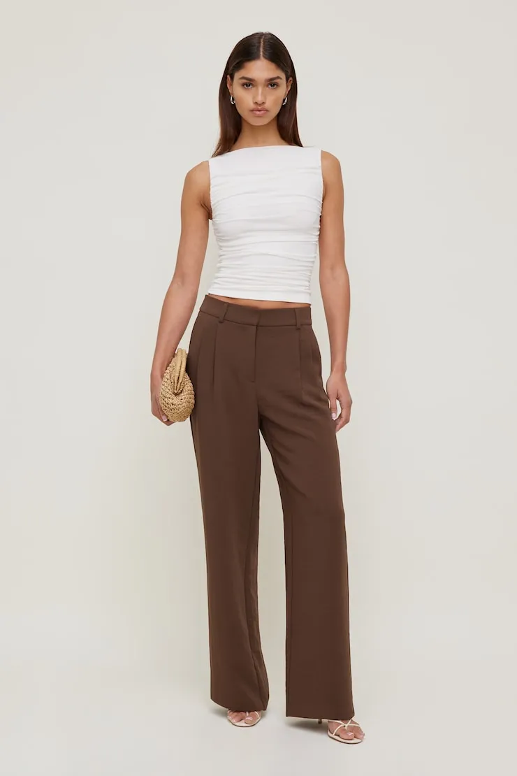 Alex Airflow Wide Leg Pants - Dynamite - Brown - Women Clothing sold by Dynamite