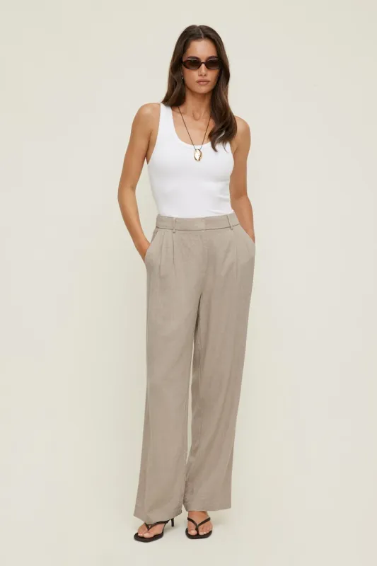 Alex Linen Wide Leg Pants - Dynamite - Beige - Women Clothing made by Dynamite