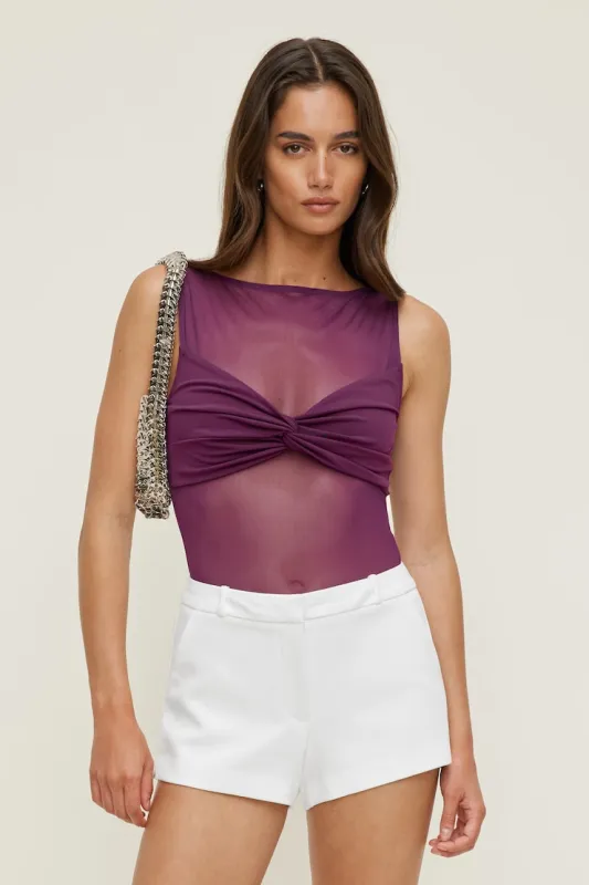 Kai Sheer Mesh Bodysuit - Dynamite - Purple - Women Clothing made by Dynamite