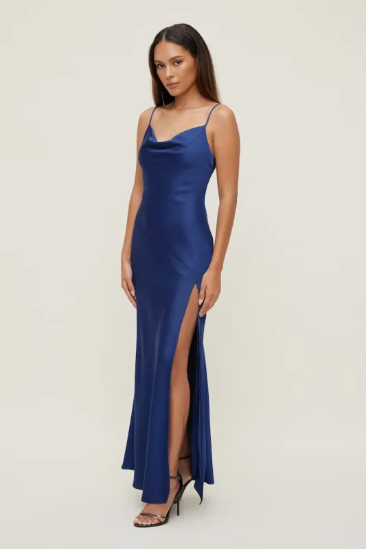 Lucia Satin Maxi Slip Dress - Dynamite - Blue - Women Clothing made by Dynamite
