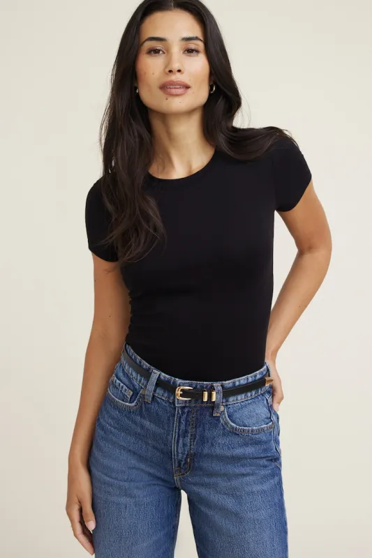 Fitted Jersey T Shirt - Dynamite - Black - Women Clothing made by Dynamite