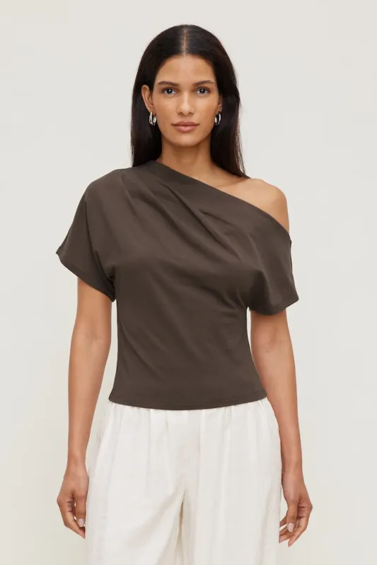 Alexa Cotton Spandex T Shirt - Dynamite - Brown - Women Clothing made by Dynamite