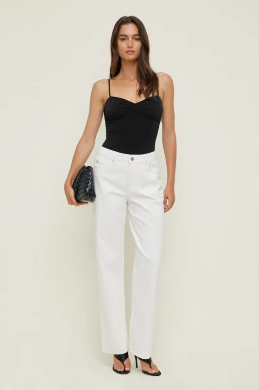 Mika Mid Rise Relaxed Straight Leg Jeans - Dynamite - Beige - Women Clothing made by Dynamite