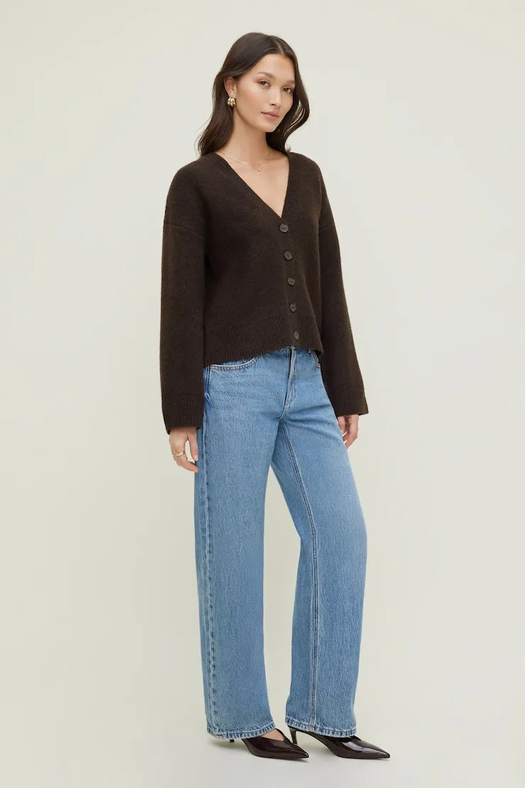 Relaxed V Neck Cardigan - Dynamite - Brown - Women Clothing sold by Dynamite product image thumbnail 3
