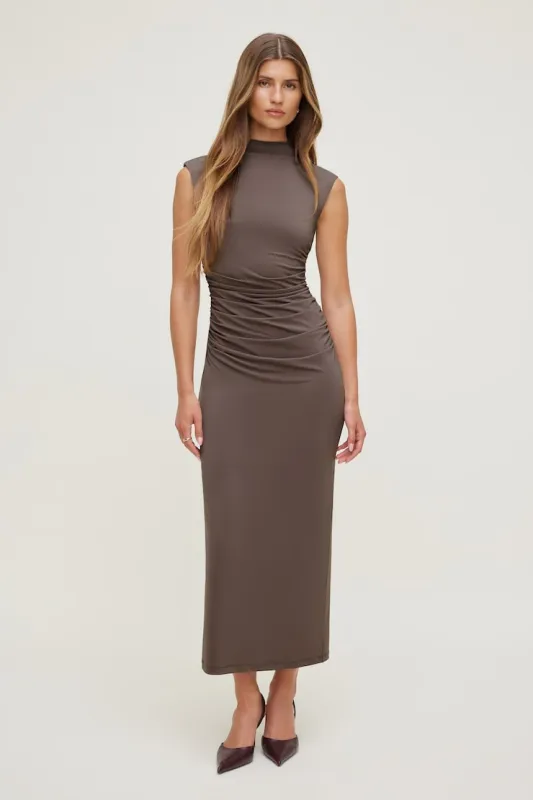 Bria Sculpt Maxi Dress - Dynamite - Brown - Women Clothing made by Dynamite