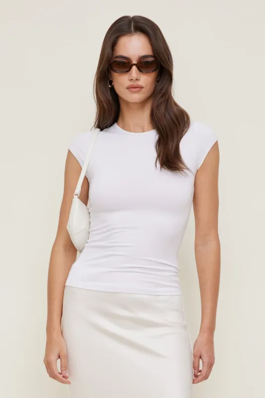 Terri Cotton Spandex T Shirt - Dynamite - White - Women Clothing made by Dynamite