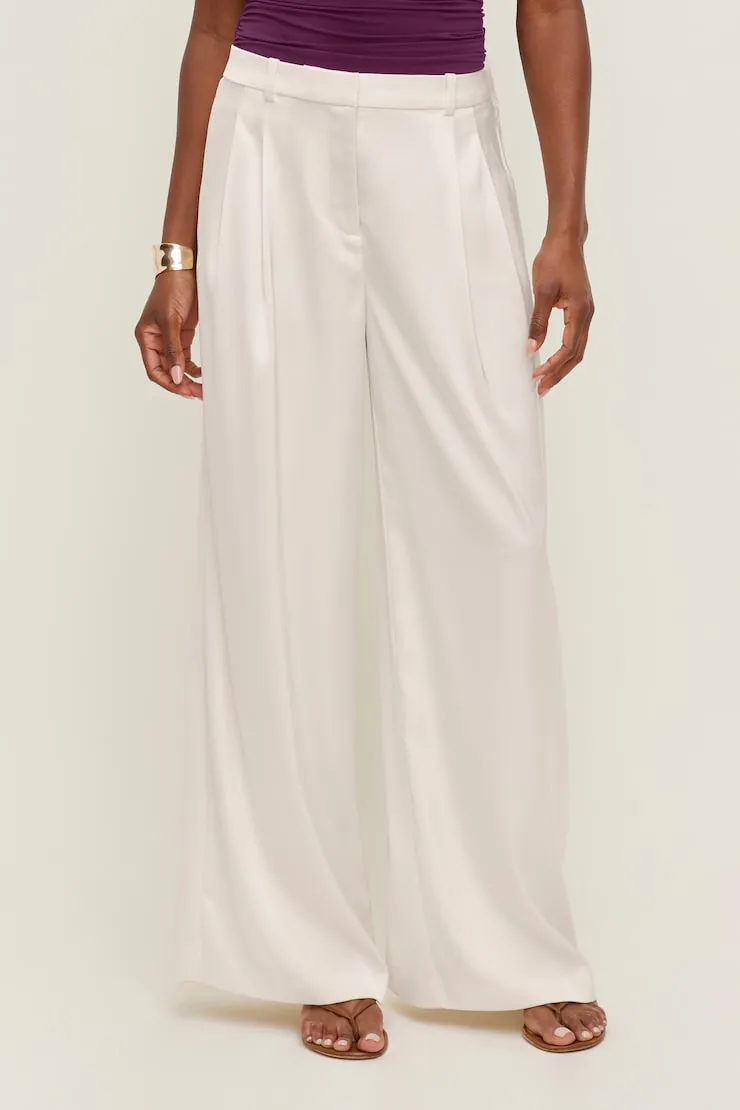 Satin Wide Leg Pants - Dynamite - Beige - Women Clothing sold by Dynamite product image thumbnail 3