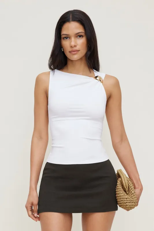 Sculpt Metal Detail Top - Dynamite - White - Women Clothing made by Dynamite