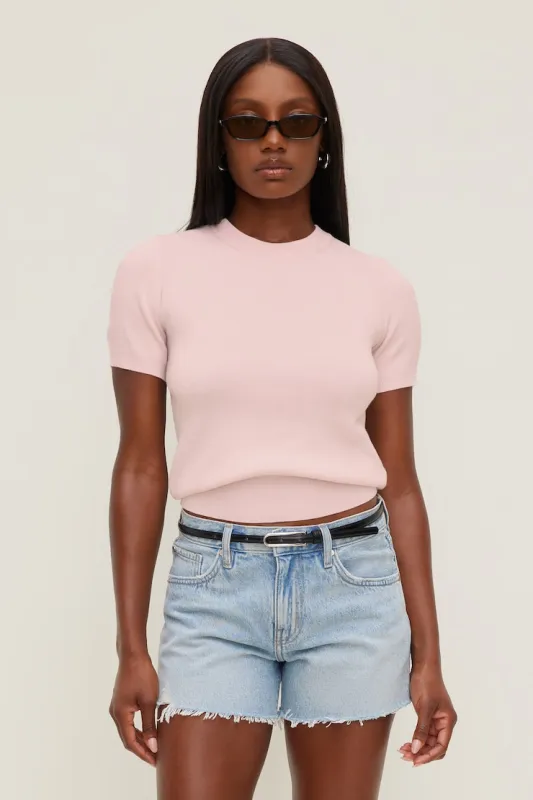 Clara Short Sleeve Sweater - Dynamite - Pink - Women Clothing made by Dynamite
