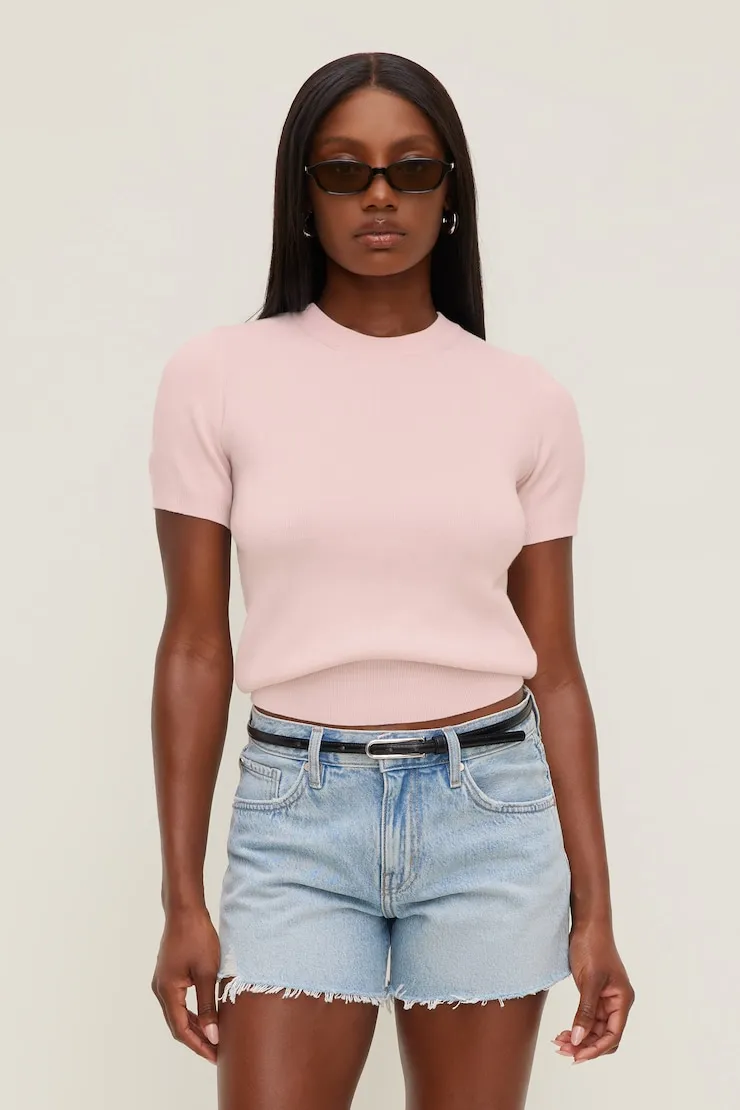 Clara Short Sleeve Sweater - Dynamite - Pink - Women Clothing sold by Dynamite