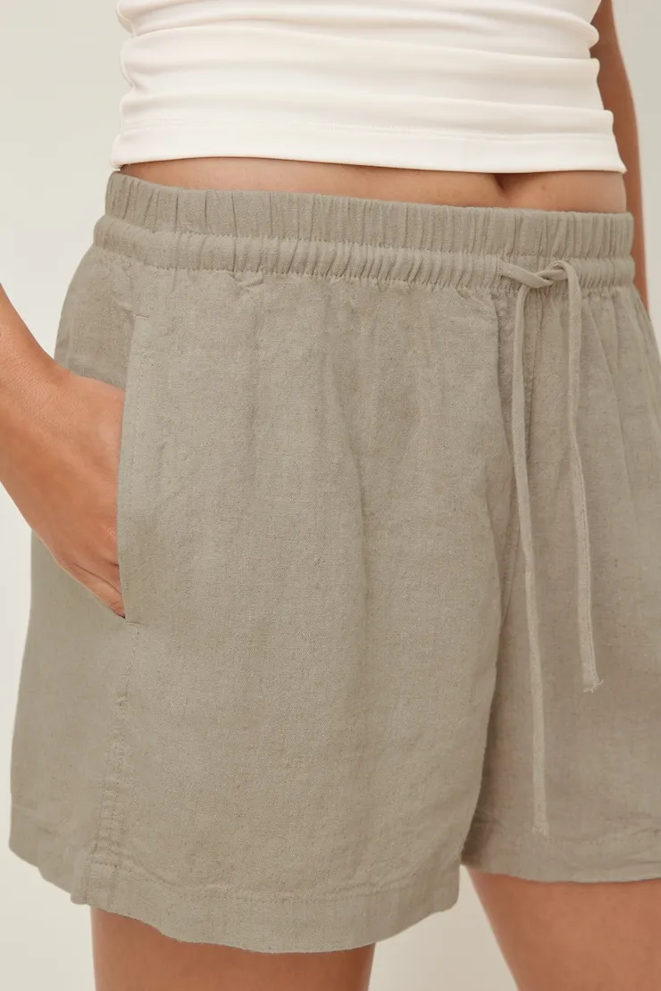 Linen High Rise Shorts - Dynamite - Beige - Women Clothing sold by Dynamite product image thumbnail 5