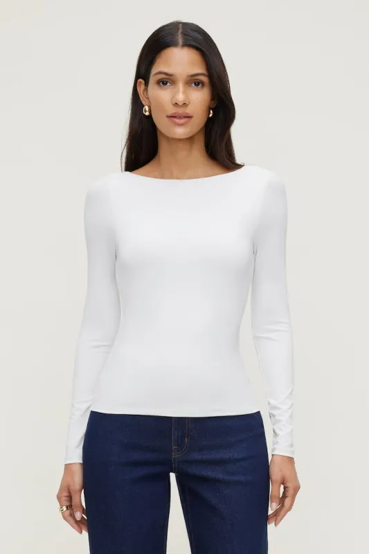 Nola Sculpt Long Sleeve Top - Dynamite - White - Women Clothing made by Dynamite