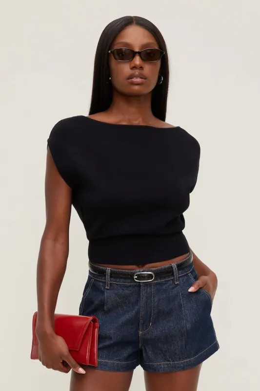 Aria Boat Neck Sweater - Dynamite - Black - Women Clothing made by Dynamite