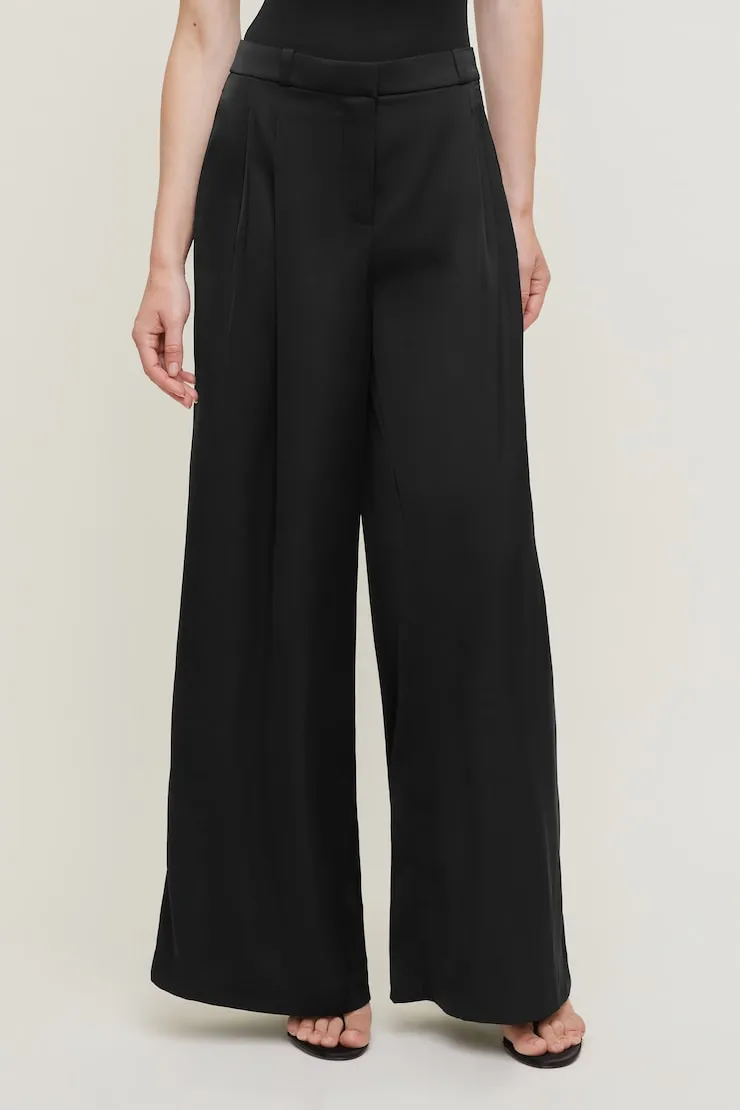 Satin Wide Leg Pants - Dynamite - Black - Women Clothing sold by Dynamite product image thumbnail 2