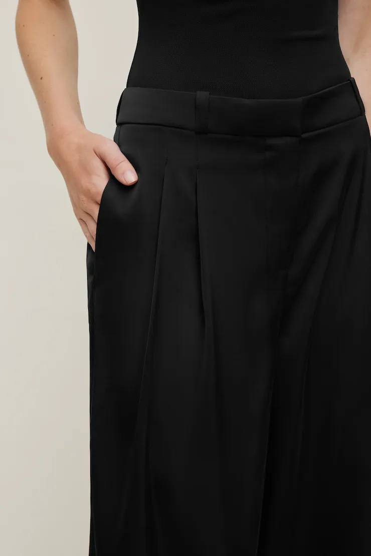 Satin Wide Leg Pants - Dynamite - Black - Women Clothing sold by Dynamite product image thumbnail 5