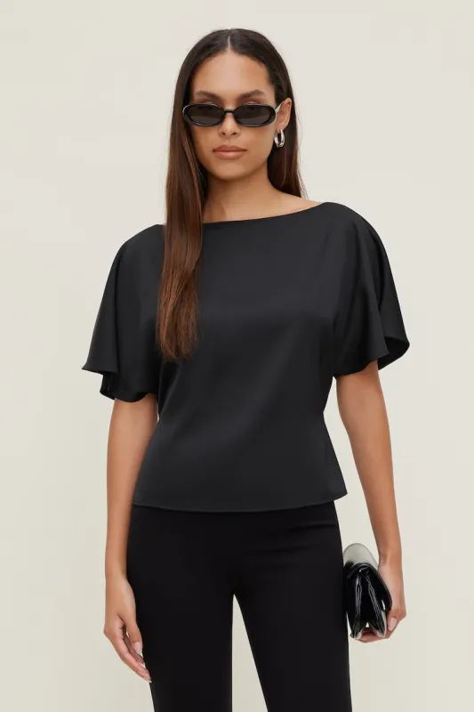Farra Satin Blouse - Dynamite - Black - Women Clothing made by Dynamite