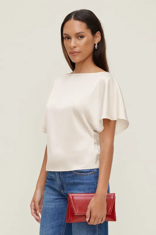 Farra Satin Blouse - Dynamite - Beige - Women Clothing made by Dynamite