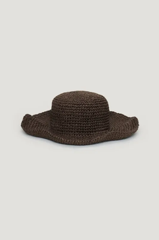 Straw Bucket Hat - Dynamite - Brown - Women Clothing made by Dynamite