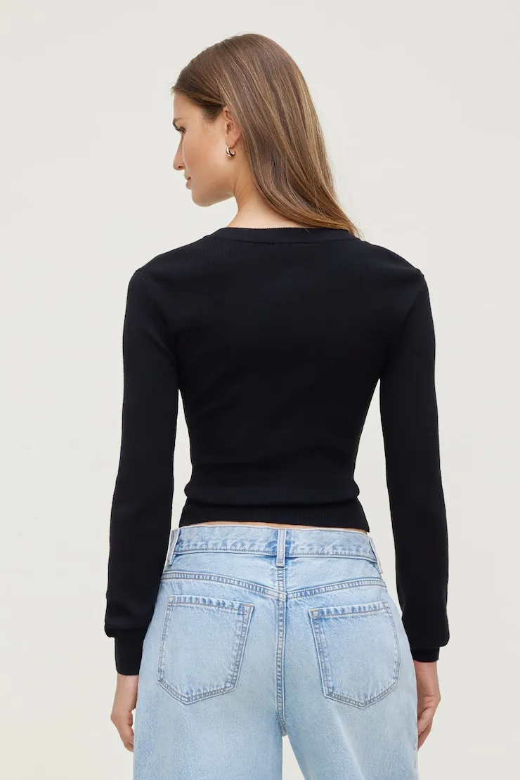 Rebecca Crewneck Cardigan - Dynamite - Black - Women Clothing sold by Dynamite product image thumbnail 2
