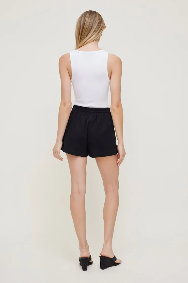 Linen High Rise Shorts - Dynamite - Black - Women Clothing sold by Dynamite product image thumbnail 2