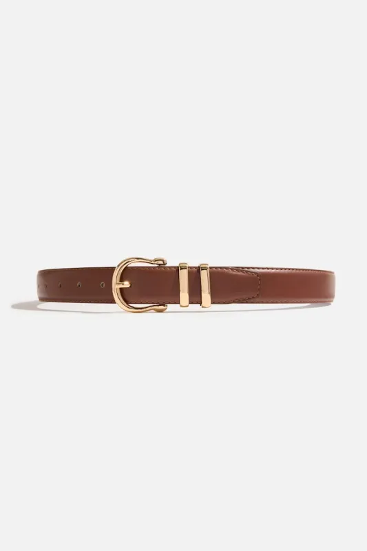 Classic Faux Leather Belt - Dynamite - Brown - Women Clothing made by Dynamite