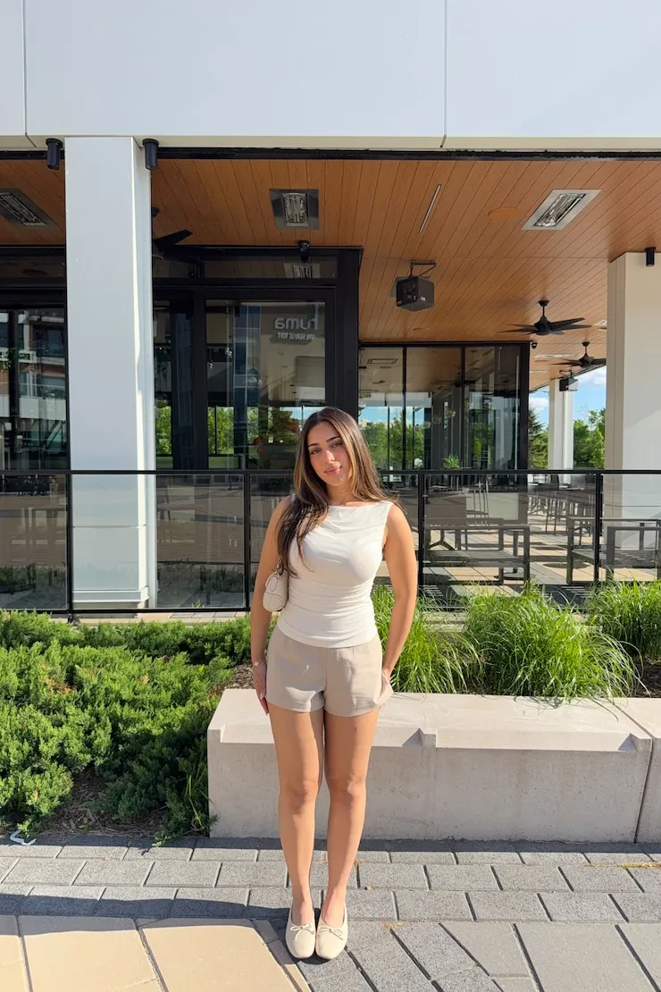 Ultra High Rise A Line Shorts - Dynamite - Beige - Women Clothing sold by Dynamite product image thumbnail 3