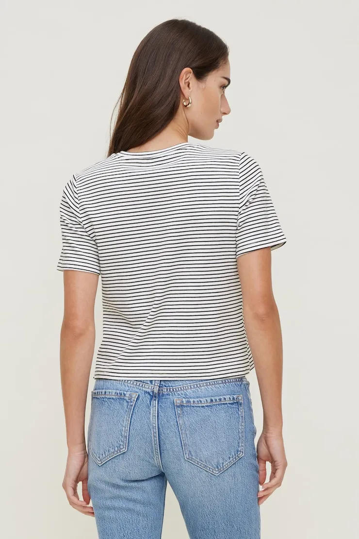 Everyday Striped Heavy Cotton T Shirt - Dynamite - White - Women Clothing sold by Dynamite product image thumbnail 2
