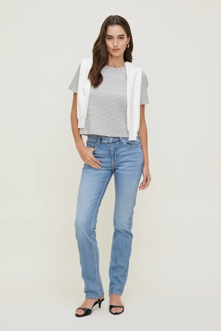 Everyday Striped Heavy Cotton T Shirt - Dynamite - White - Women Clothing sold by Dynamite product image thumbnail 3