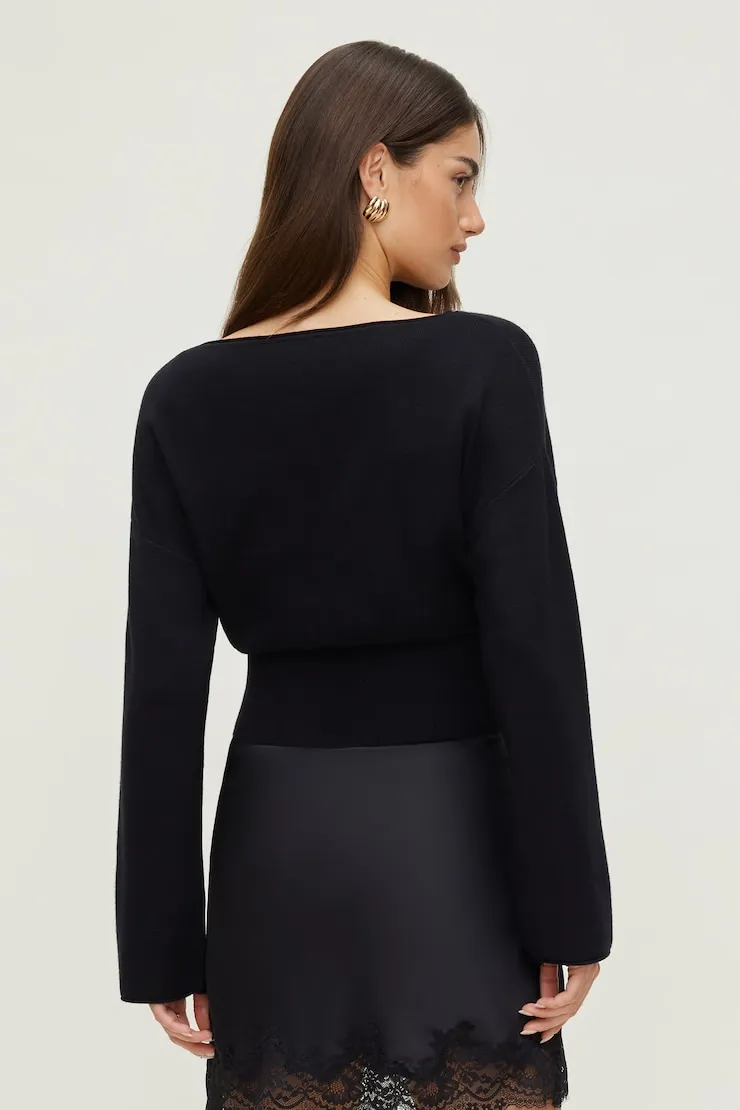 Cinched Boat Neck Sweater - Dynamite - Black - Women Clothing sold by Dynamite product image thumbnail 5