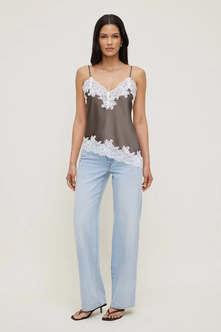 Cassie Asymmetric Lace Satin Cami - Dynamite - Brown - Women Clothing sold by Dynamite product image thumbnail 3
