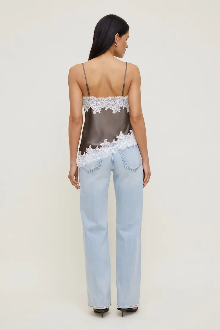 Cassie Asymmetric Lace Satin Cami - Dynamite - Brown - Women Clothing sold by Dynamite product image thumbnail 4