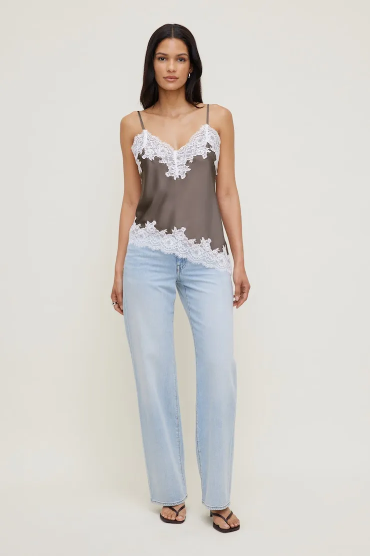Cassie Asymmetric Lace Satin Cami - Dynamite - Brown - Women Clothing sold by Dynamite product image thumbnail 5