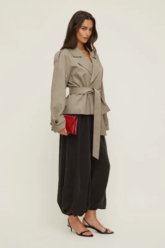 Remi Short Trench Coat - Dynamite - Brown - Women Clothing made by Dynamite
