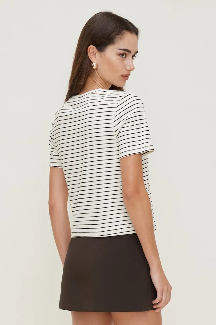 Everyday Striped Heavy Cotton T Shirt - Dynamite - Brown - Women Clothing sold by Dynamite product image thumbnail 2