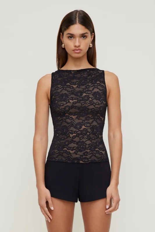 Nola Lace Tank Top - Dynamite - Black - Women Clothing made by Dynamite