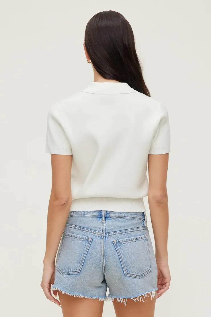 Polo Crewneck Cardigan - Dynamite - White - Women Clothing sold by Dynamite product image thumbnail 2